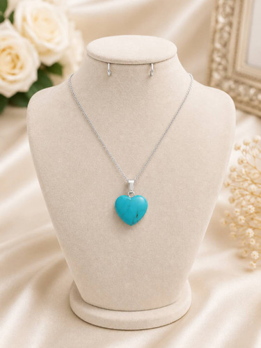 گردن بند سنگ فیروزه قلبی💙