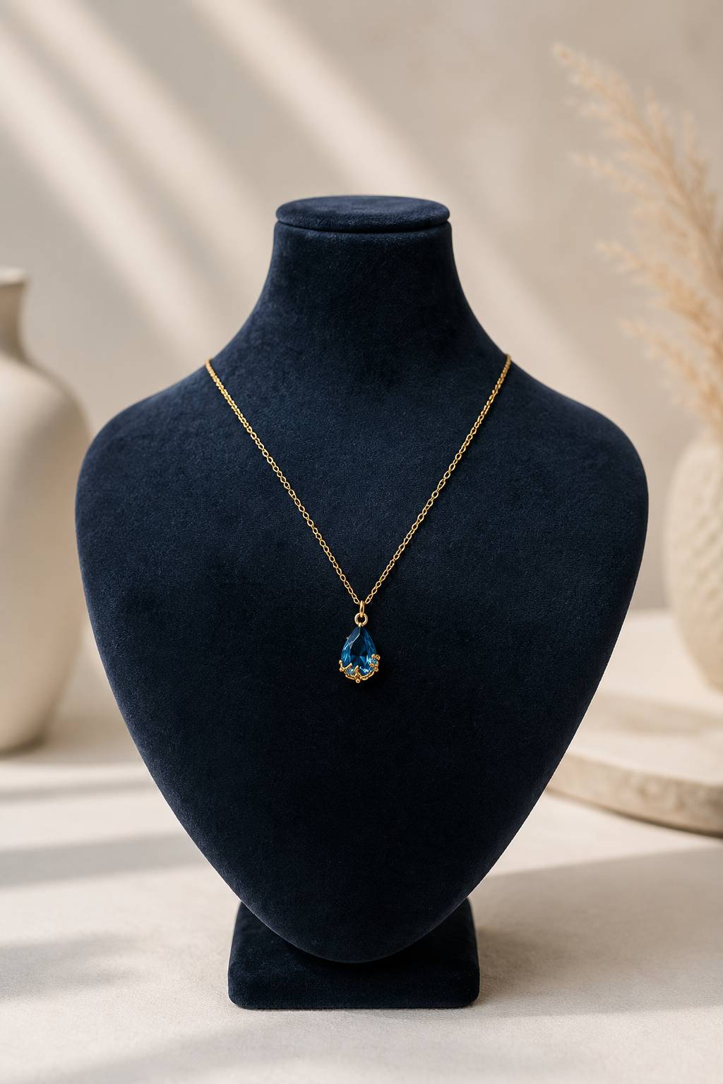 گردن بند کریستالی اشکی آبی💙