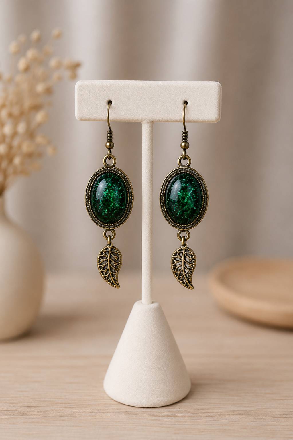 گوشواره سبز رزینی💚