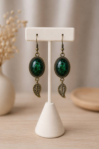 گوشواره سبز رزینی💚