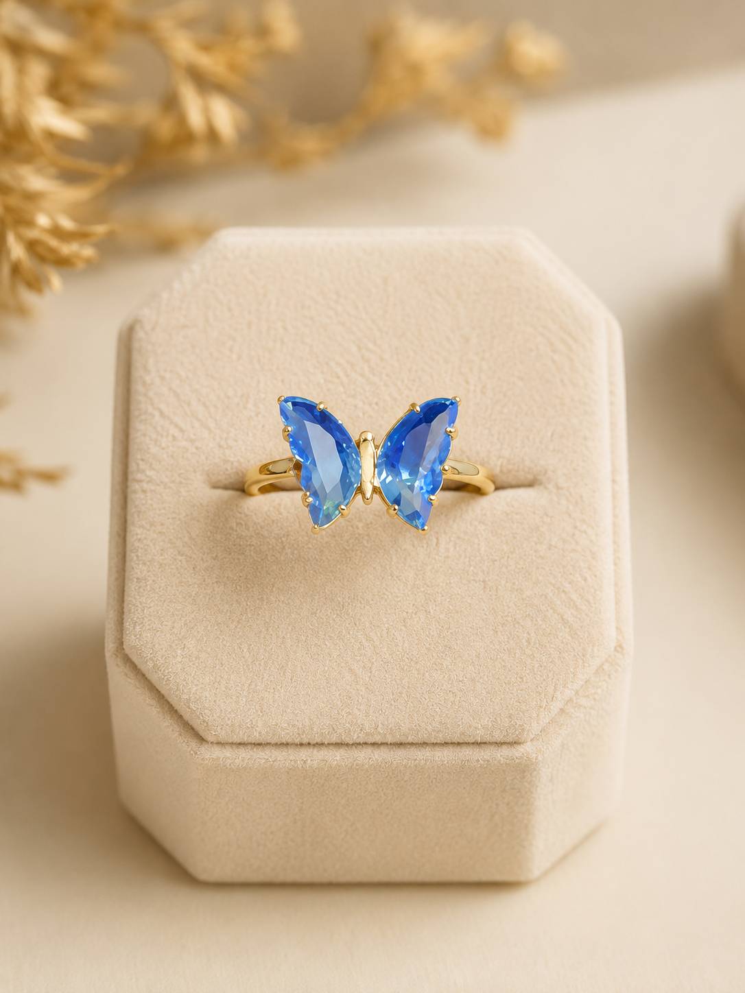 انگشتر پروانه کریستالی آبی💙🦋