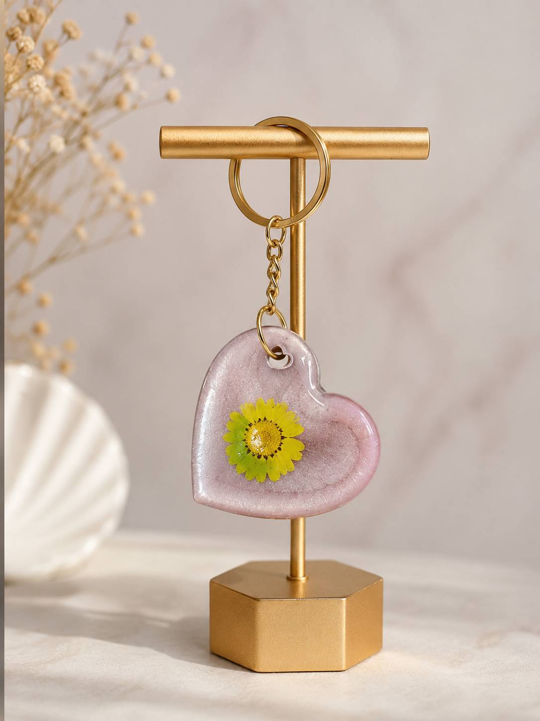 جا کلیدی رزینی با گل طبیعی بابونه🌼💖