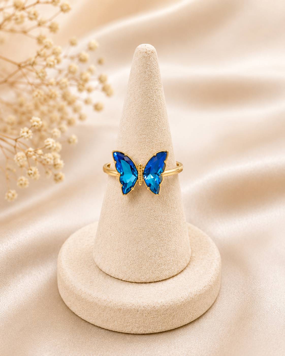 انگشتر پروانه کریستالی آبی💙🦋